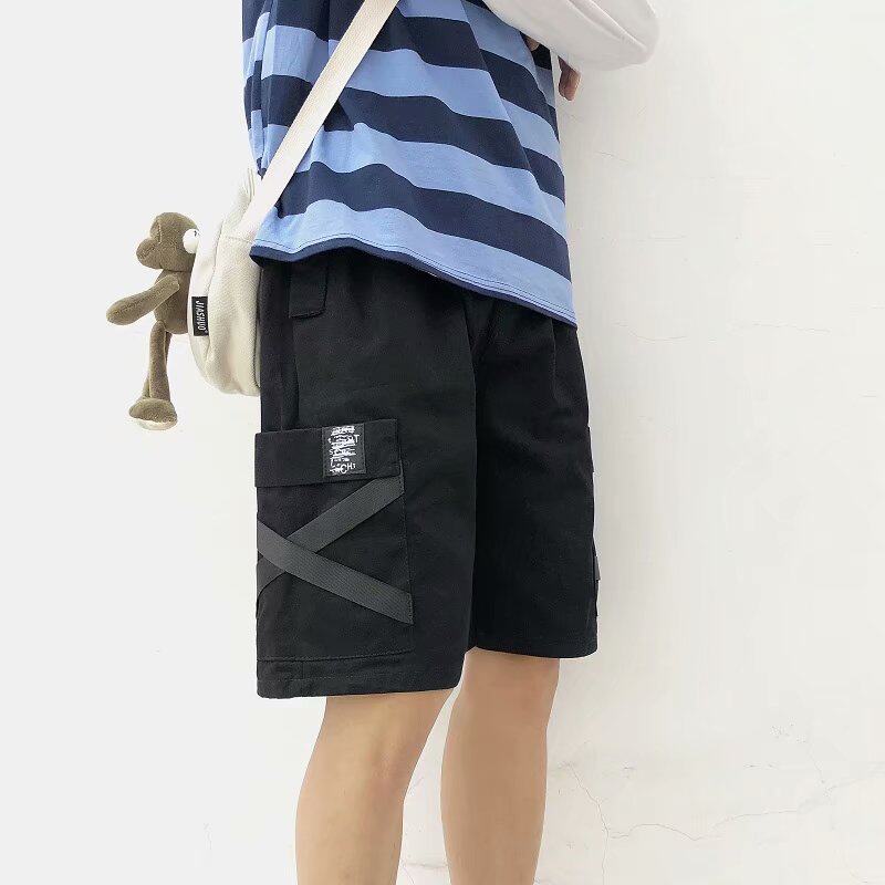 Summer new Korean version 50% PANTS INS Tide Cards Students Brief Straight Drum Shorts BF Harbor Wind Teen Casual Pants