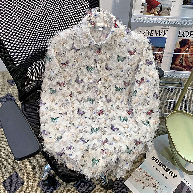 Unique Butterfly Fringed Design Shirt for Men and Women, Vintage Summer High-End Bf Shirt, Casual Jacket, Sun Protection