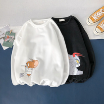 2021 New Spring Korean version of Joker ins tide cartoon lovers sweater men and women plus velvet loose student top