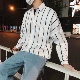 Ins siêu lửa sọc dọc áo nam mùa hè gió gió phong cách Harajuku bf áo sơ mi nam dài tay Hàn Quốc xu hướng hoang dã