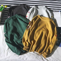 Quần áo Nhật Bản màu tương phản áo len cổ tròn retro phong cách Harajuku vài chiếc áo len giản dị áo len nam thanh niên áo len thủy triều áo thun nam