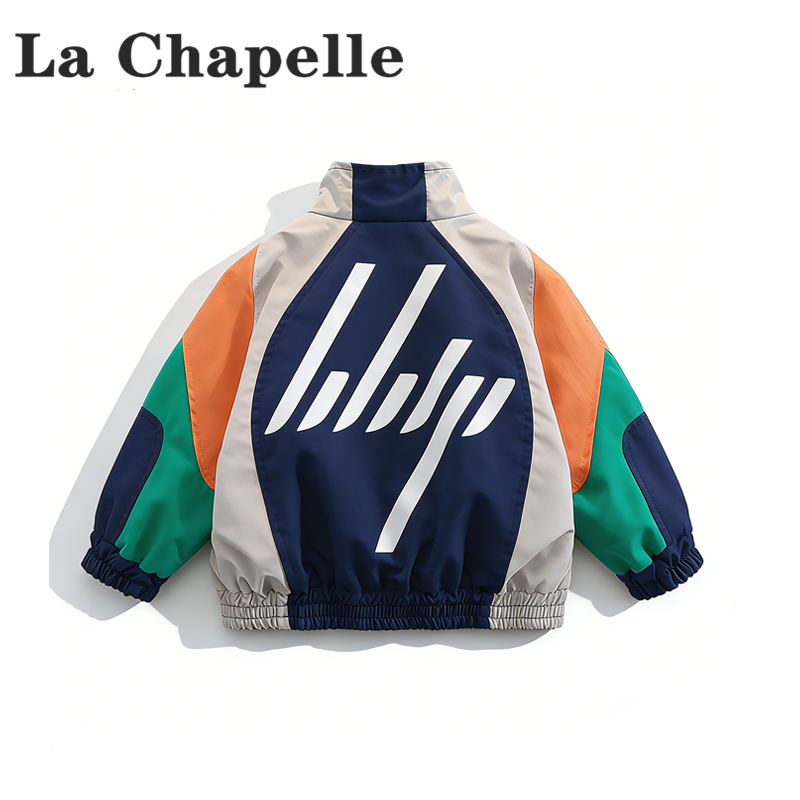 La Chapelle Boys' New Stylish Patchwork Stand-Up Collar Jacket Children's Spring and Autumn Trendy Zipper Jacket Cool Top
