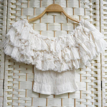 Thai eco-cotton super short fairy shirt high waist bohemian sweet and spicy cotton T-shirt top cake frosting