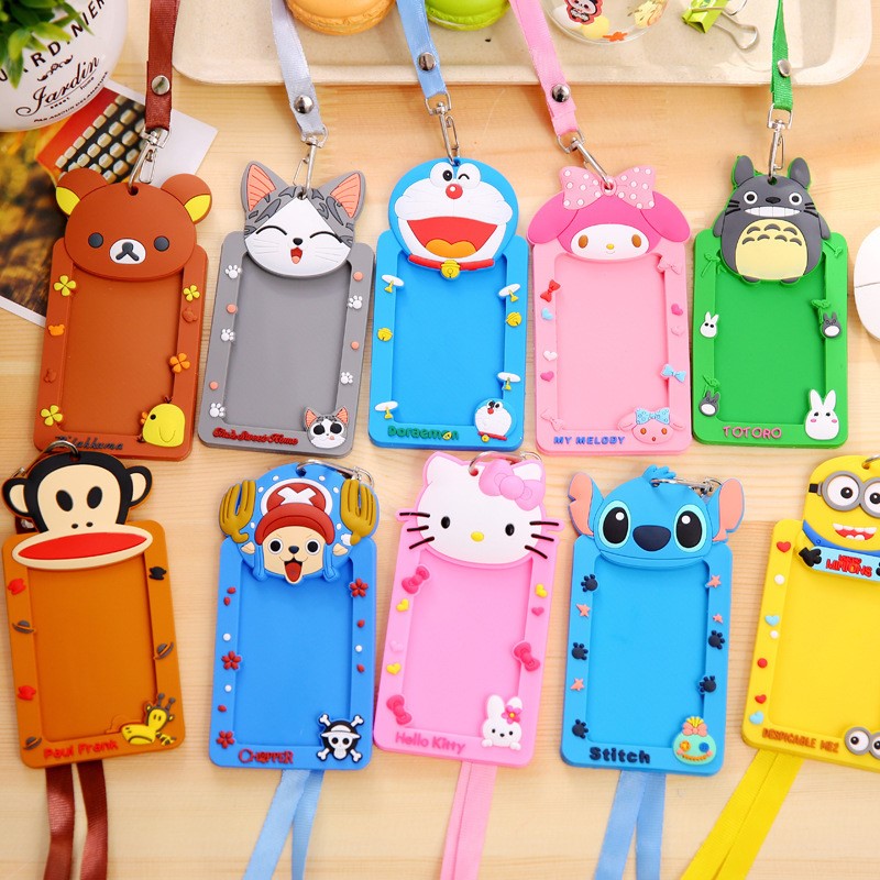 Creative silicone card with rope bearing animal cartoon student card company card corporation documents hanging cord