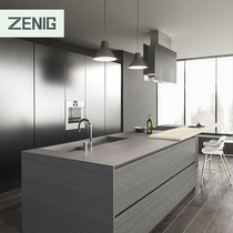 ZENIG Minimalist Grey Overall Cabinet Custom Quartz Stone Countertops Island Table Kitchen Furnishing Aig Full House Set