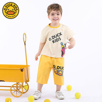 G DUCK Small Yellow Duck Child Clothing Children Short Sleeve Baby Pure Cotton T-shirt Hong Kong Tide Card Personality Printed Blouse Summer Season