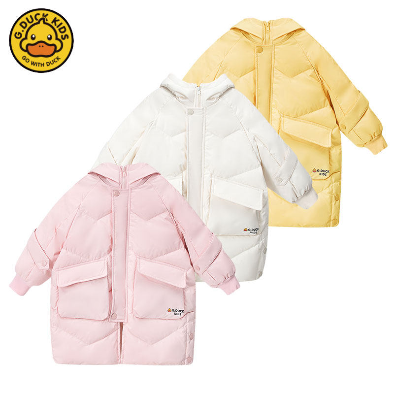 The young duck G Duck Down Girl's new medium and long edition child thickening children's warm winter baby coat