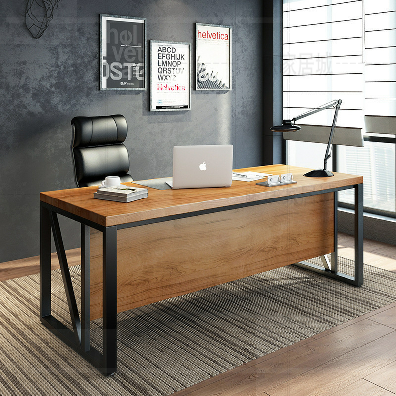 Full solid wood Boss Desk Office Home Desk Desk Brief Modern Office Head Manager Big Desk-Taobao