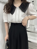 145 small sub 2022 Spring 100 lap Heavy work embroidered doll collar splicing temperament shirt