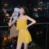 Bộ đồ bơi nữ mùa xuân hot 2019 mới gợi cảm áo tắm một mảnh màu vàng nữ thời trang che bụng áo tắm mỏng bảo thủ - Bộ đồ bơi One Piece