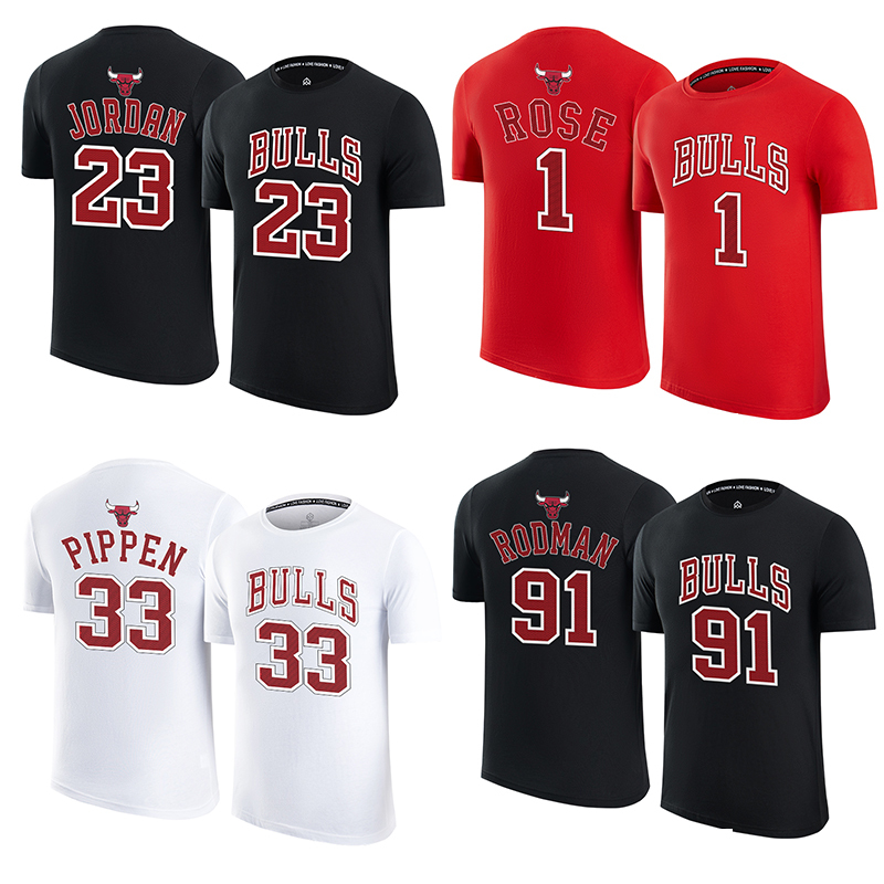 Rodman 91, Pippen 33, Rose 1, Joe Boss 23 T-Shirt Short-Sleeve Casual American Style Trendy Basketball Jersey Training Wear