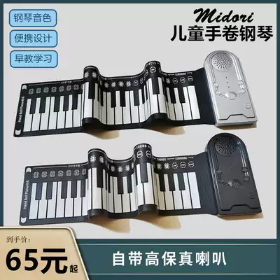 Children's introductory 49-key hand roll piano electronic soft folding portable beginner keyboard small instrument toy notes