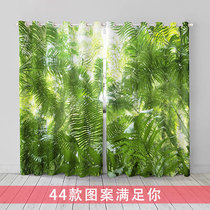  Custom woods Simple modern landscape leaf pattern fabric partition curtains Bedroom living room Office shading