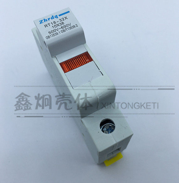 Fuse base RT18-32X 10X38 1P rail style seat with indicator light positive HOT