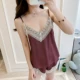 Bộ đồ ngủ lụa của phụ nữ mùa hè hai mảnh lụa xẻ tà sexy ren yếm quần short dịch vụ tại nhà Phiên bản Hàn Quốc - Nam giới