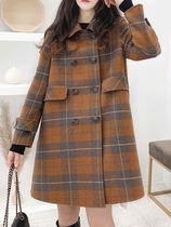 Double-sided cashmere coat womens length 2021 new high-end plaid double-breasted double-sided wool outside