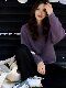 Korean-Style Outfit: a Complete Winter Set for Petite Figures, Featuring a Lazy yet Stylish Look, Slimming Purple Knitted Sweater, and Wide-Leg Pants Set