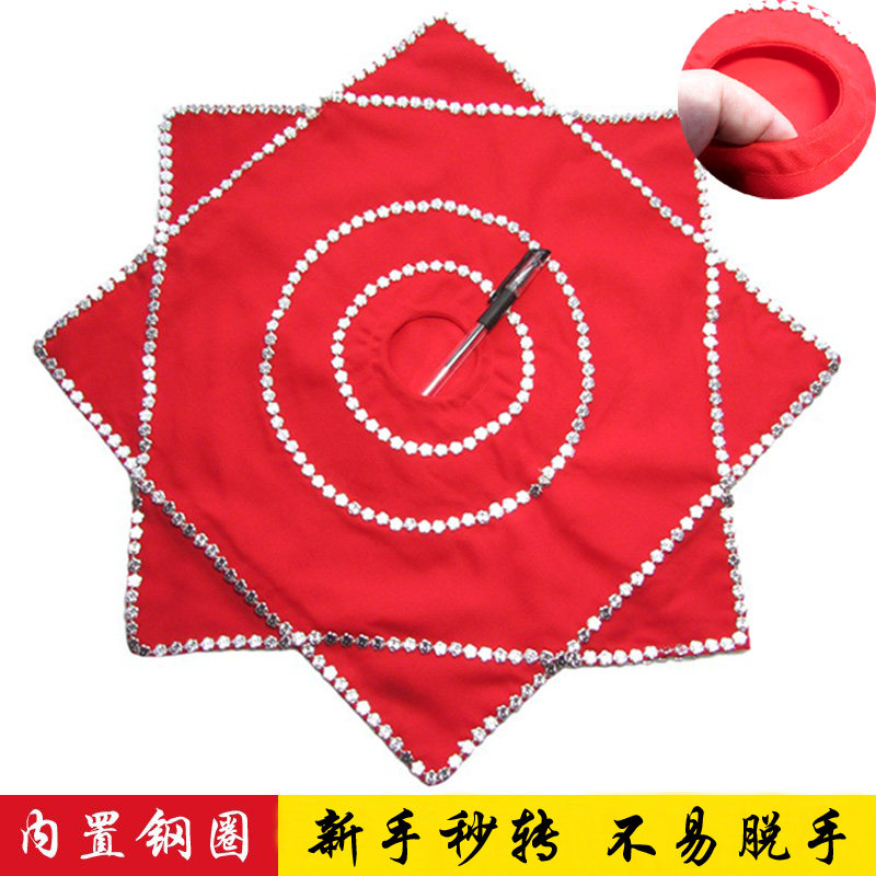 Professional examination hemp yarn northeast yangko dance handkerchief flower two-person turn seamless steel ring vertical turn octagonal towel pair