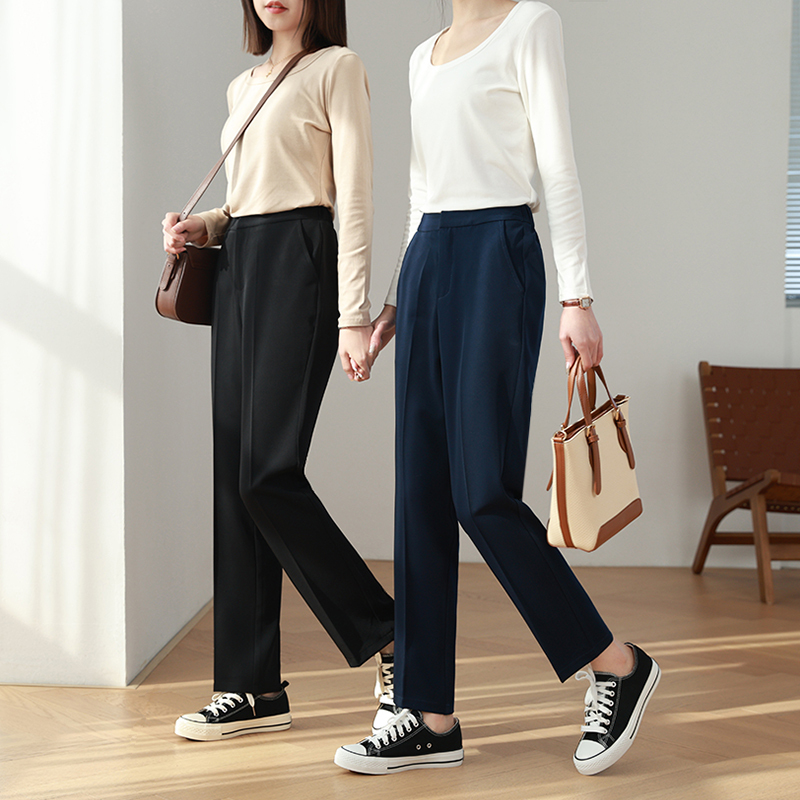 Black Suit Pants for Women, Professional Formal Wear, New Spring and Autumn Style, Navy Blue Commuter Work Pants, Petite Slim-Fit Cigarette Pants