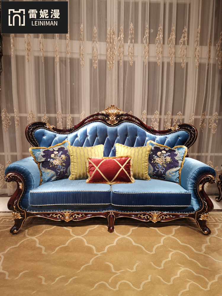 European-style fabric sofa 123 combination home small apartment neo-classical American style simple European velvet living room luxury set
