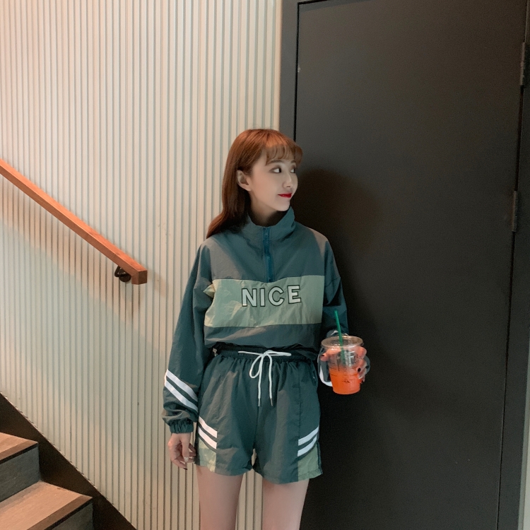 VK旗艦店 韓系薄款立領防曬衣運動風套裝長袖褲裝