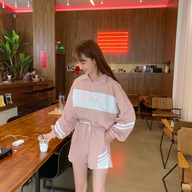 VK旗艦店 韓系薄款立領防曬運動風套裝長袖褲裝