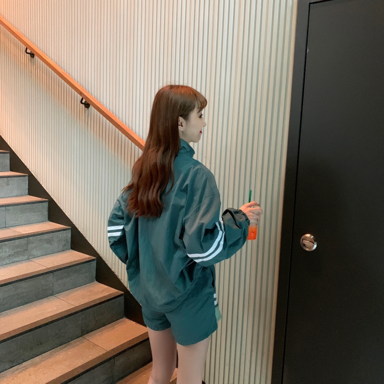 VK旗艦店 韓系薄款立領防曬衣運動風套裝長袖褲裝