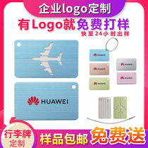 Custom luggage tag logo printing lettering metal boarding card tag custom outdoor travel promotion gift