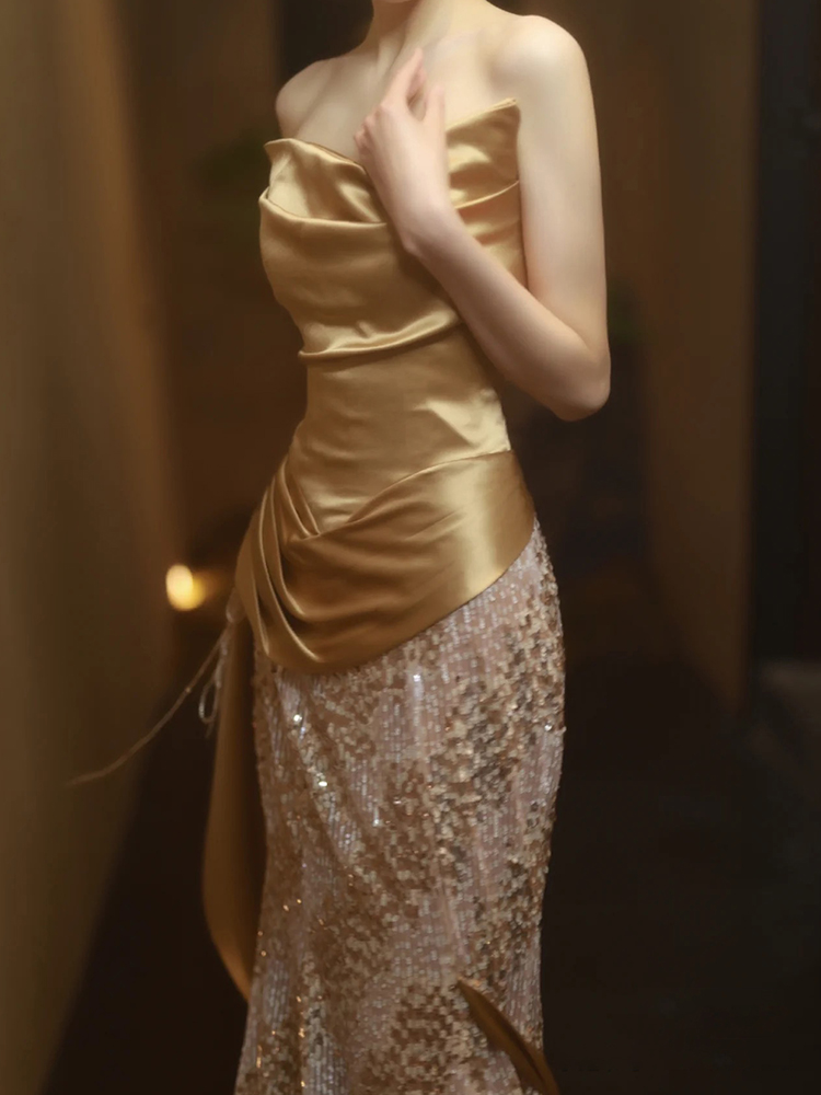 Golden bra top, cocktail evening dress, long skirt, wedding dress,  Golden bra top, cocktail evening dress, long skirt, wedding dress,