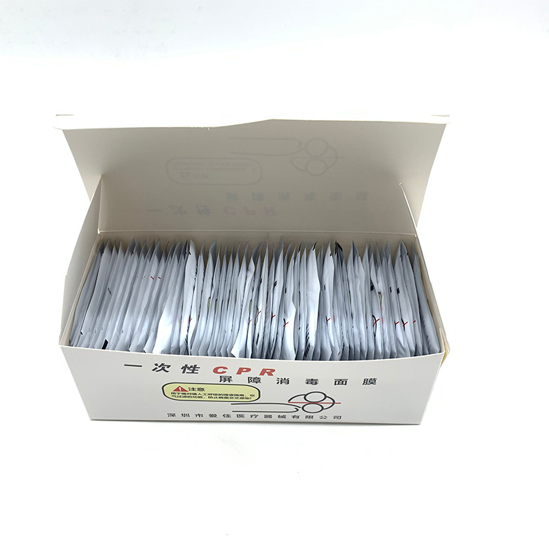 Disposable CPR Barrier Disinfection Mask Red Cross Teaching Inflatable Mask Artificial Breathing First Aid Training Mask