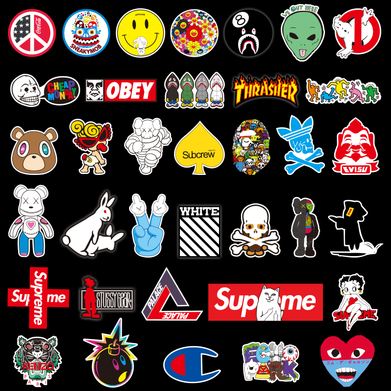 spoof tide brand suitcase stickers cartoon personality suitcase