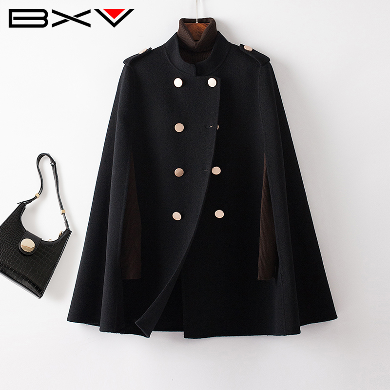 Bxv Double-Sided Wool Coat Women's Cape 2026 Spring and Autumn Petite Australian Wool British Woolen Coat