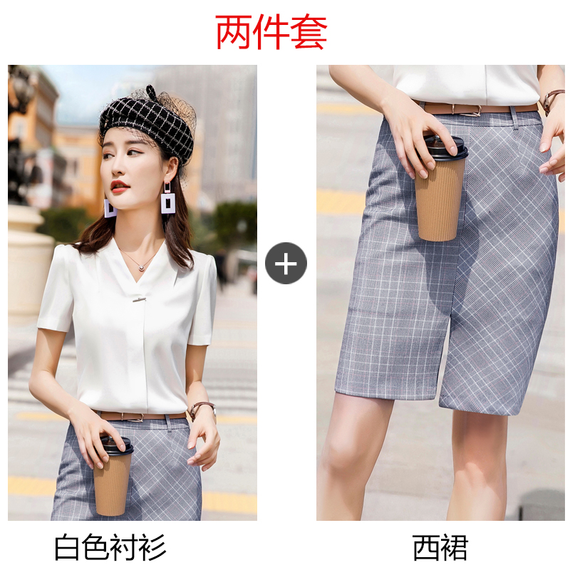 Ngắn tay thời trang mặc chuyên nghiệp áo mùa hè khí cắt workclothes workdresser áo sơ mi trắng của phụ nữ bộ của phụ nữ