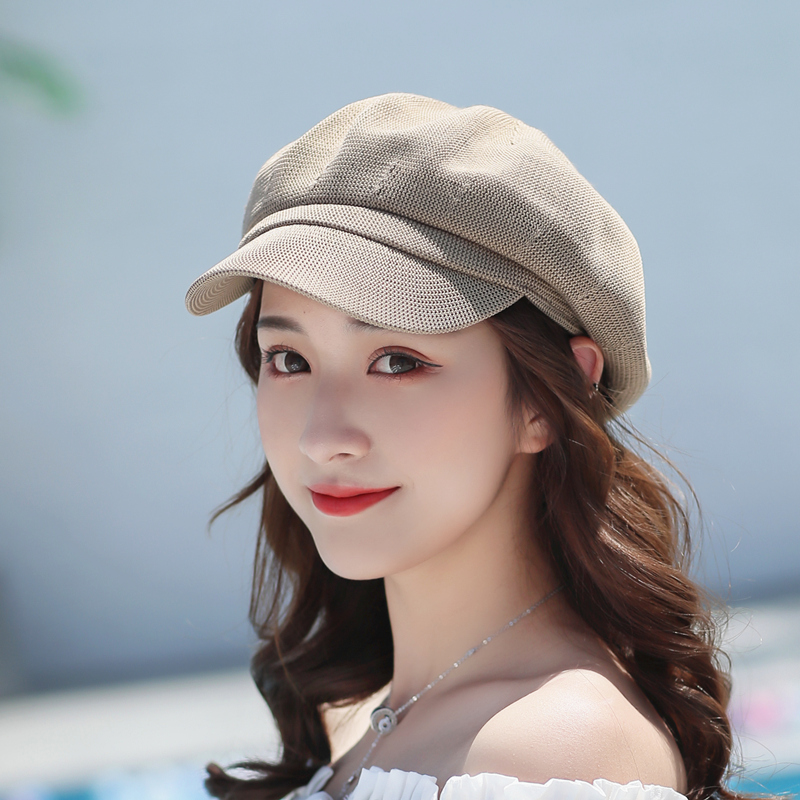 Breathable octagon hat lady spring and summer Korean version of the versatile British sunscreen visor duck tongue beret out of the tide