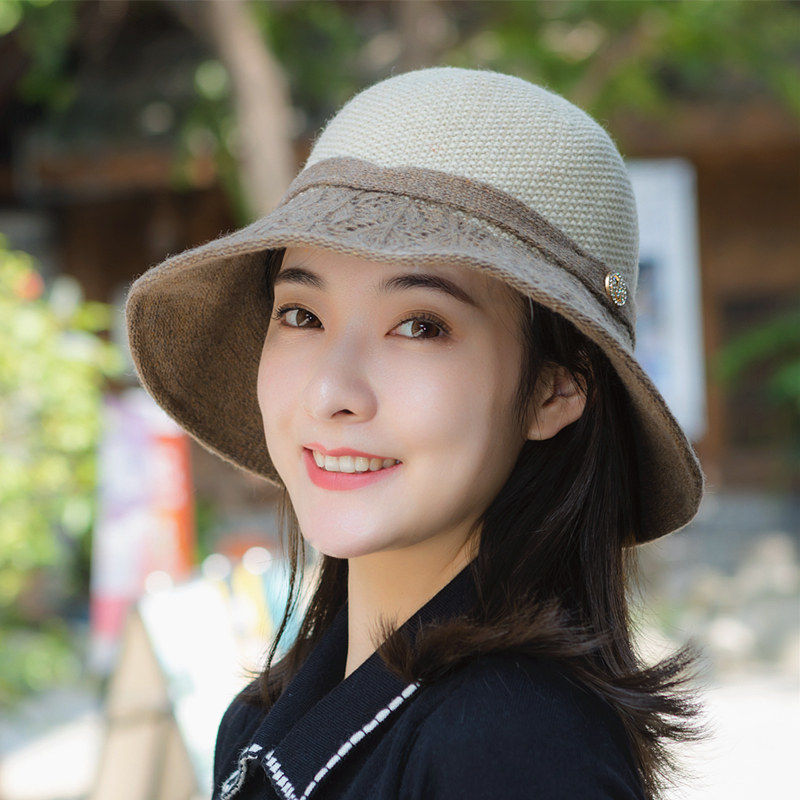 Knitted wool line hat children autumn winter wool fisherman hat can fold sunscreen sunhat fashion Korean version 100 hitch