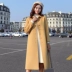 Áo khoác len nữ dài vừa phải 2019 thu đông 2019 phiên bản mới của Hàn Quốc kiểu Hepburn dài đến đầu gối thon gọn phù hợp với xu hướng áo len phổ biến - Accentuated eo áo Accentuated eo áo