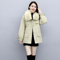 Parker clothing womens winter New Korean version 2020 small man liner plus velvet slim big hair collar warm cotton coat