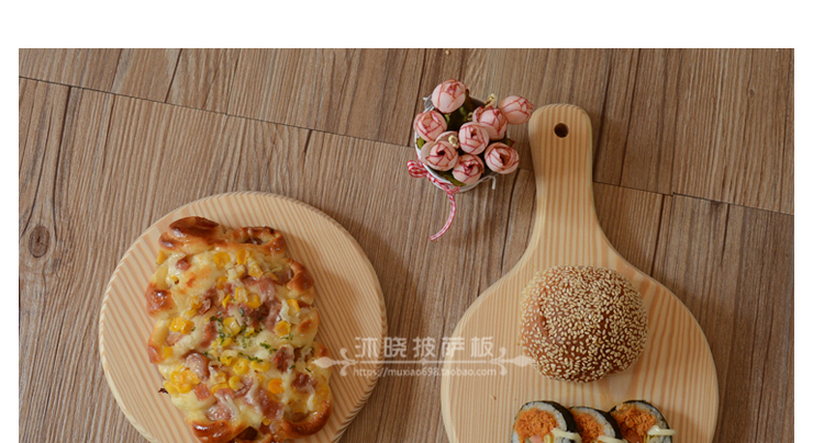 Rắn gỗ dày pizza khay gỗ tấm pizza nướng cà phê bánh mì bảng gỗ tấm phô mai tròn trên đĩa - Tấm đũa gỗ cẩm lai