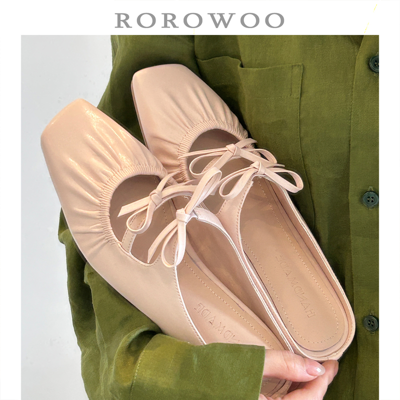Rao Rao Wu Niu Leather French Mary Jane Women's 2026 Spring/Summer New Retro Ballet Style Shallow Slip-On Sandals N06