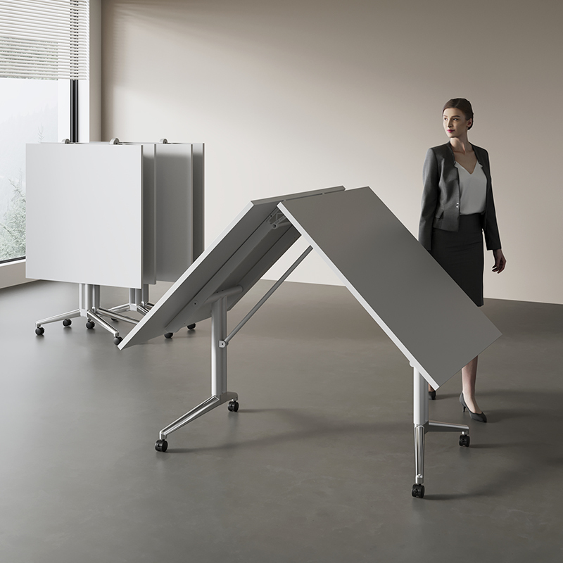 Conference Table, Long Table, Movable, Foldable, Convenient Training Table, Simple Modern Style, Modular Long Table and Chairs with Wheels, Detachable