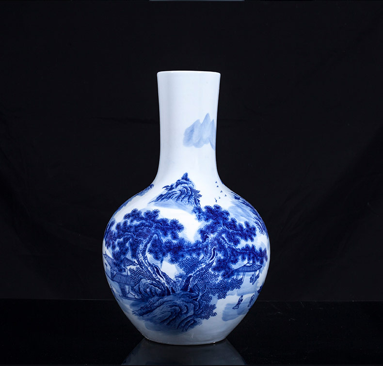 Jingdezhen ceramics furnishing articles sitting room flower vase hand - made scenery of TV ark, adornment of Chinese style household furnishing articles