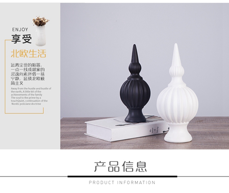 European creative furnishing articles home wine ark, adornment sitting room, black and white Oriental pearl abstract ceramic handicraft decoration