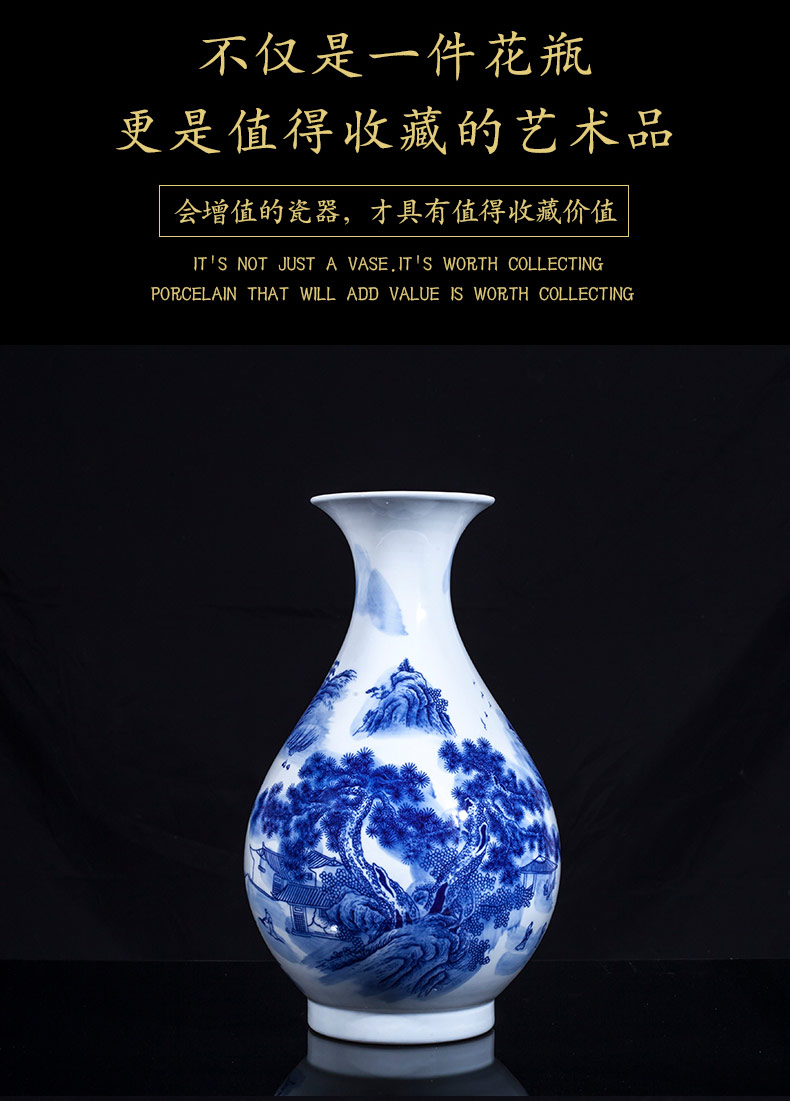 Jingdezhen ceramics furnishing articles sitting room flower vase hand - made scenery of TV ark, adornment of Chinese style household furnishing articles