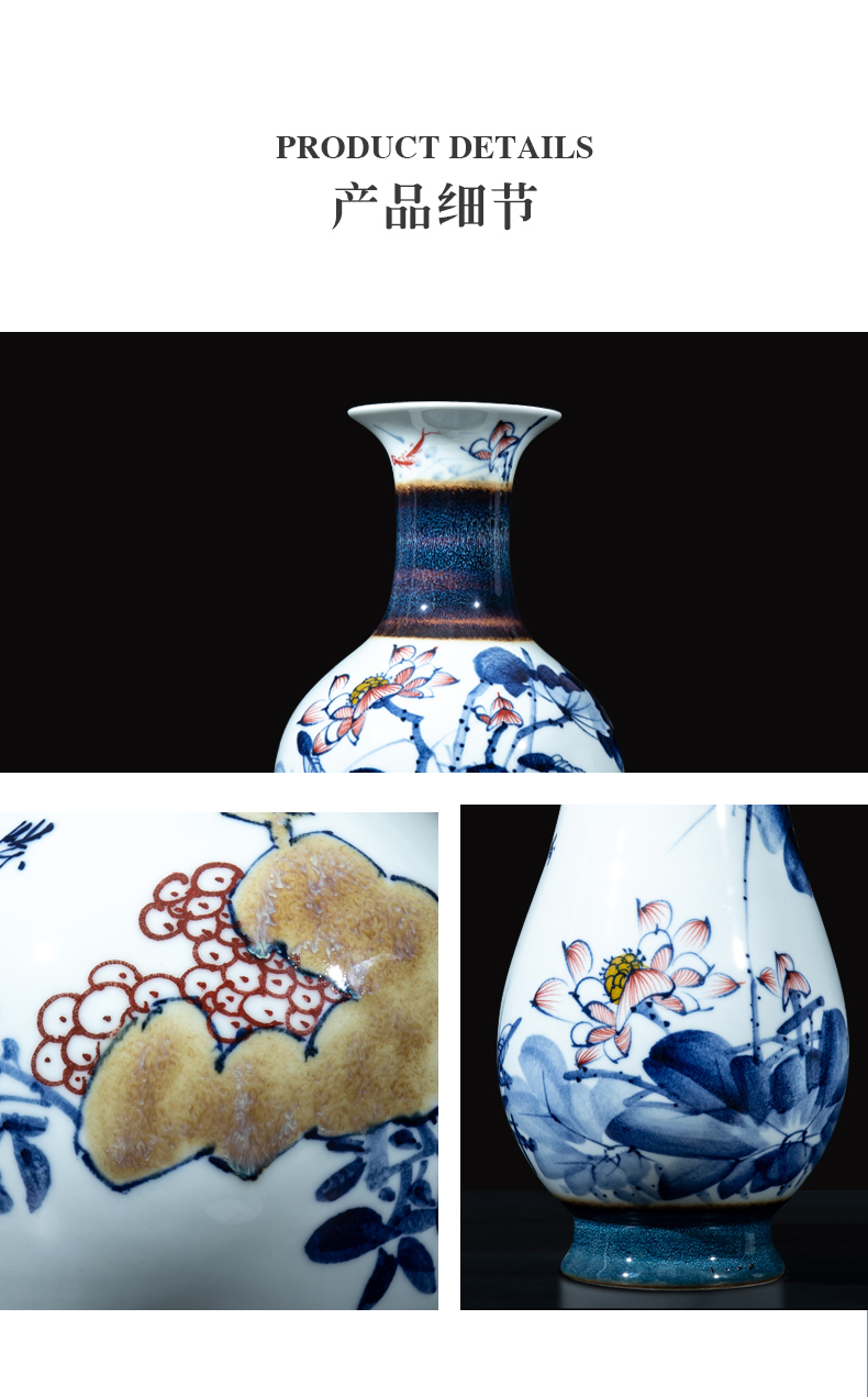 Jingdezhen ceramics famous master hu, hand - made porcelain lotus vase furnishing articles sitting room home decoration