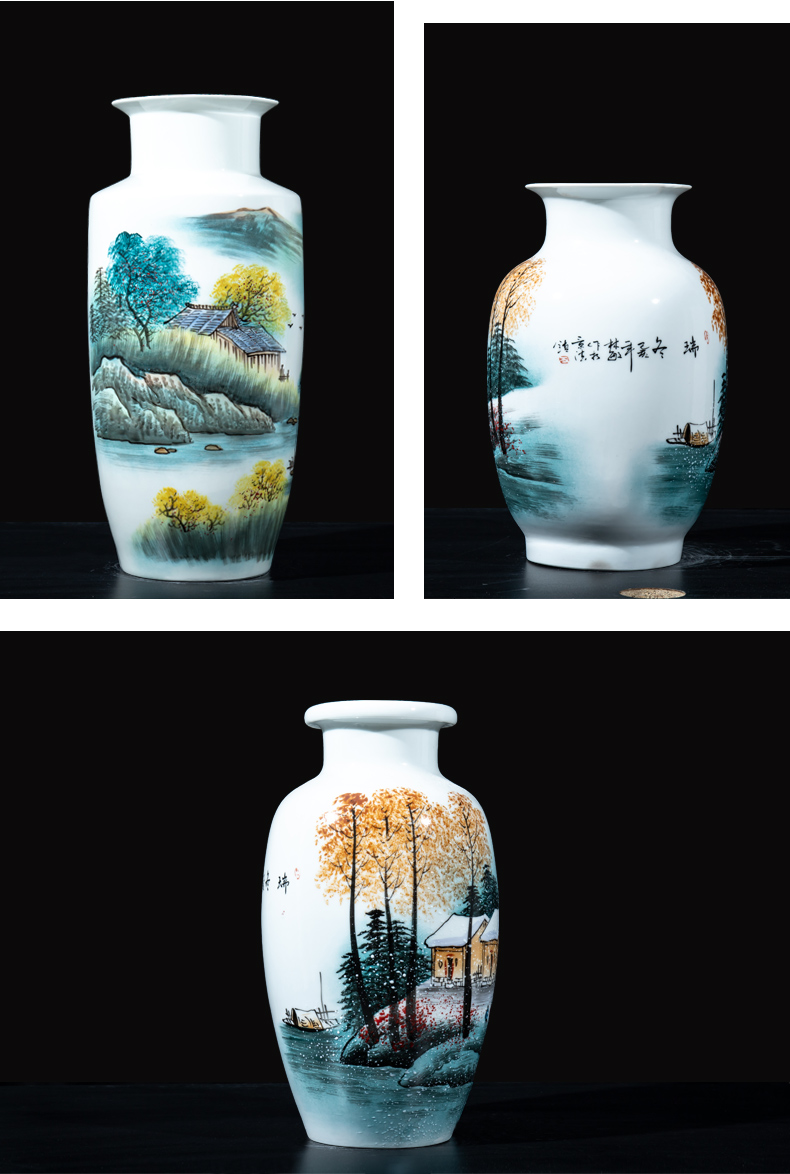 Jingdezhen ceramics hand - made vases furnishing articles sitting room flower arrangement of new Chinese style household television wine decorative arts and crafts