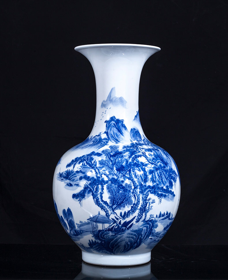 Blue and white porcelain of jingdezhen ceramics and the new Chinese style household furnishing articles sitting room porch decoration of large vase