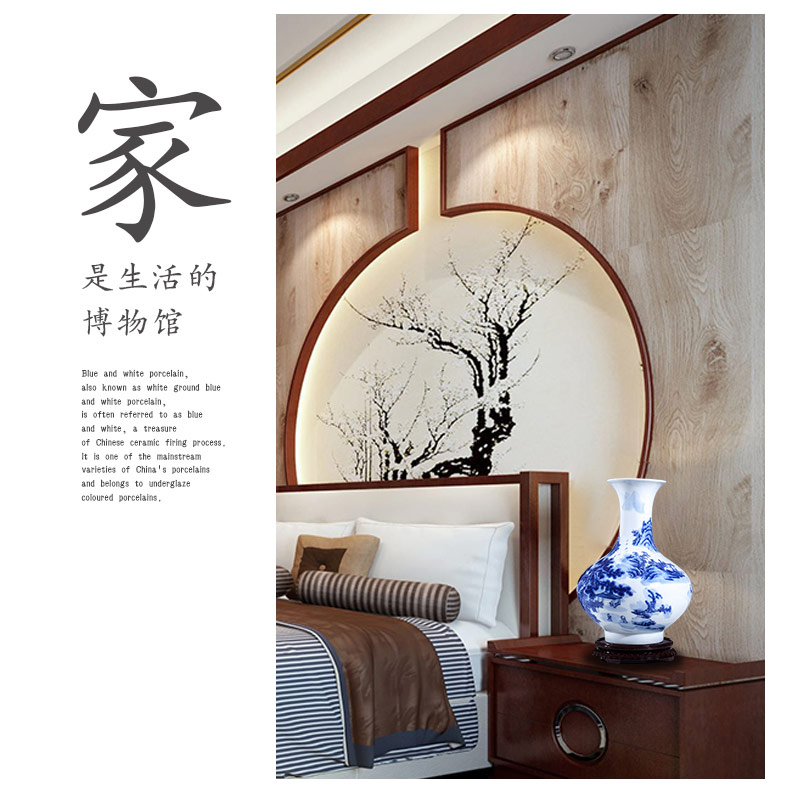 Jingdezhen ceramics furnishing articles sitting room flower vase hand - made scenery of TV ark, adornment of Chinese style household furnishing articles