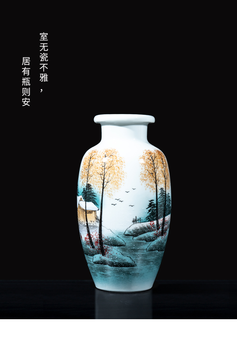 Jingdezhen ceramics hand - made vases furnishing articles sitting room flower arrangement of new Chinese style household television wine decorative arts and crafts