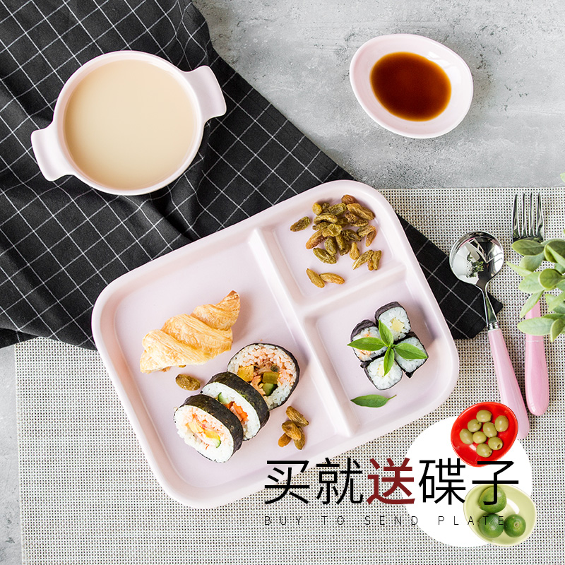 Creative Nordic contracted frame plate ceramic three dishes western square plate snack plate European children 's breakfast tray