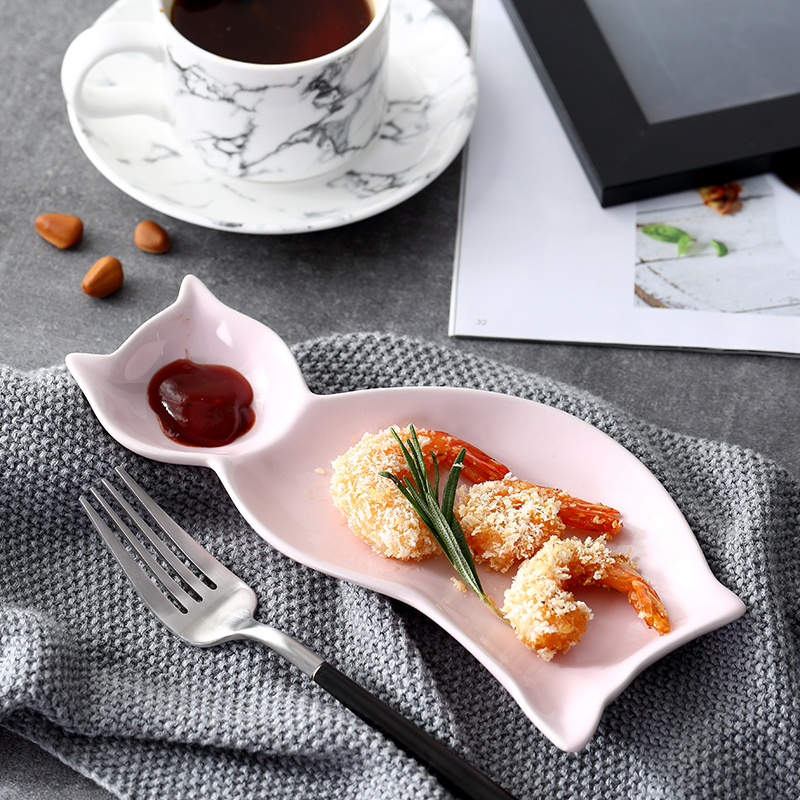Japanese creative condiment of plate cartoon ceramic plates all the breakfast tray was flat home early western tableware